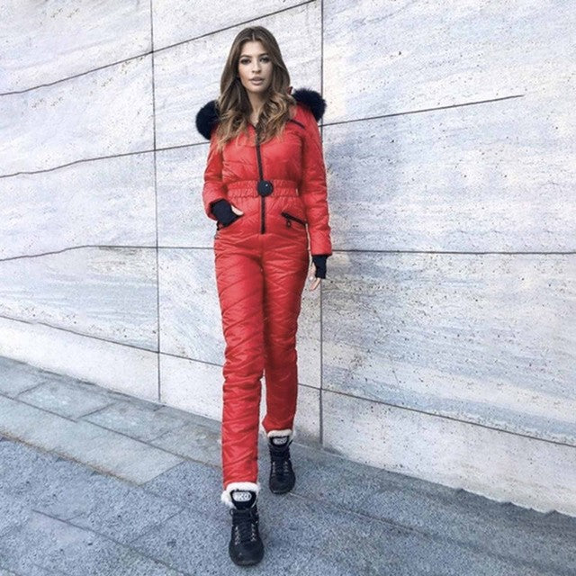 Ashore Shop Womens Ski JumpSuit Windproof and Hooded with Fur