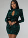 Shiny Sequnce Long Sleeve Mini Dresses Sexy Green Sequined Feather dre   ASHORE SHOP