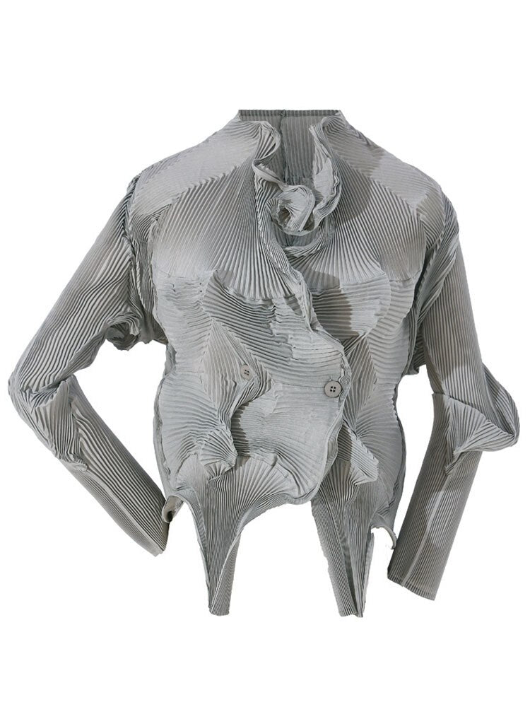 Ashore Shop Women Blouse Innovative Ripple Stretch Shirt Cardigan