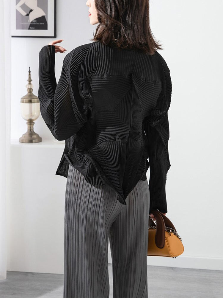 Ashore Shop Women Blouse Innovative Ripple Stretch Shirt Cardigan