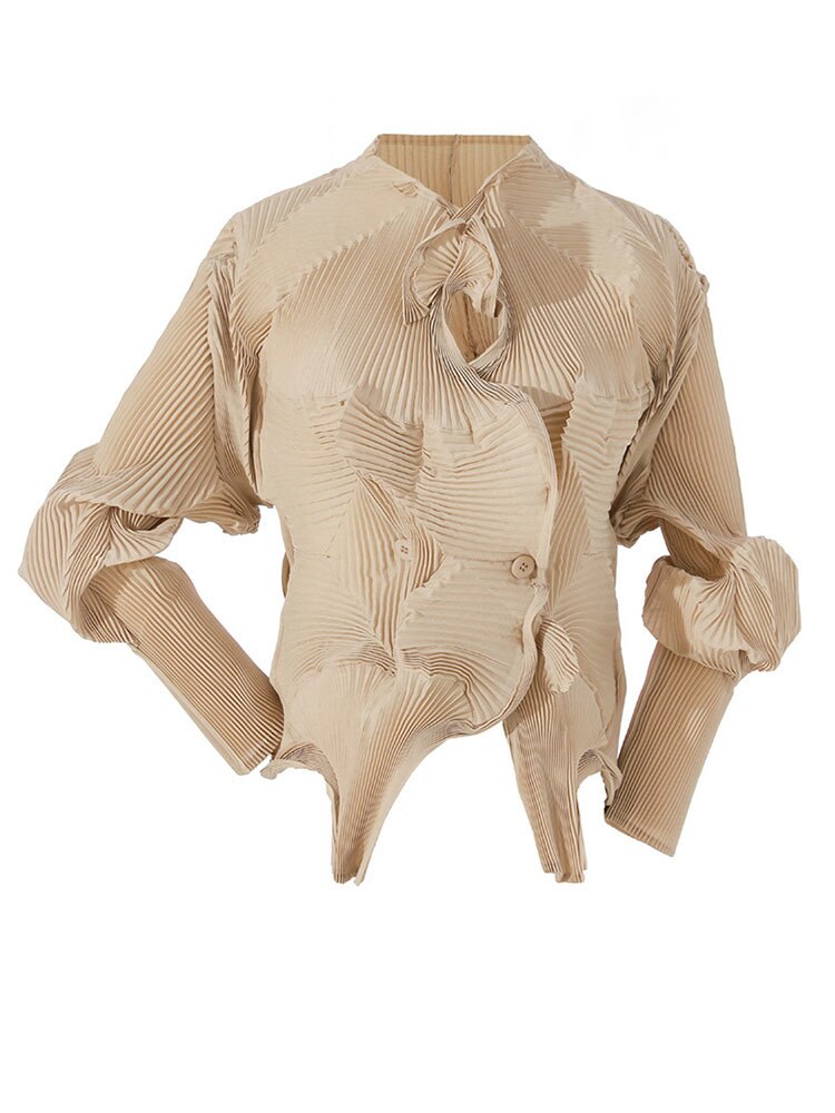 Ashore Shop Women Blouse Innovative Ripple Stretch Shirt Cardigan