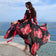 Leaves Print Bikini Beach Cover up Tunics for Beach Long Kaftan Bikini –  ASHORE SHOP
