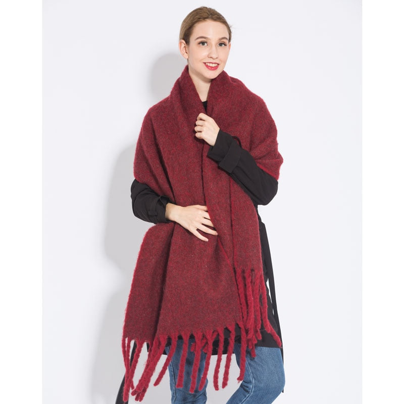 Wholesale Price Luxury Cashmere Blended Bright Colorful Women Blanket Scarf Winter