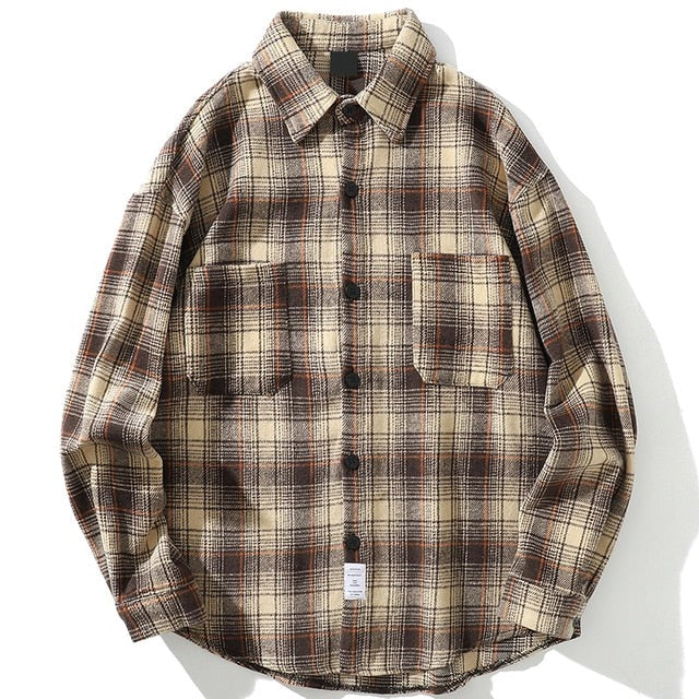 Men Autumn Winter Warm Woolen Shirt Jacket Unisex Long Sleeve Aztec Western Flannel Shirt