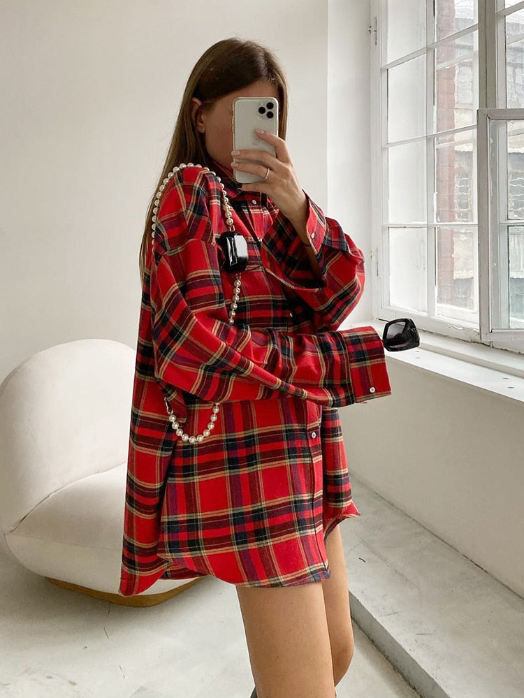 shore Shop Bright Gingham Oversized Shirts For Women 