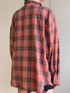 Ashore Shop Loose Pink Plaid Shirts And Tops