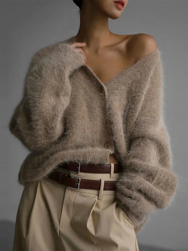 Mohair-Wool-V-neck-Cardigan-For-Women-Fashion-Knitted-Single-Breasted-Short-Sweater-Fall-Winter-3