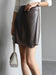 Spring mini Faux Leather skirts for Women 2022 brown short leather skirt