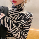 3Ashoreshop Slim Fit Womens new leopard pullover turtleneck sweater