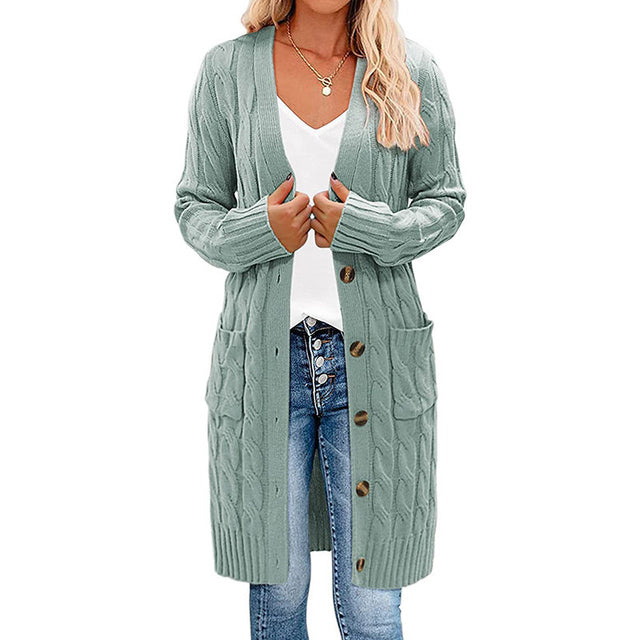 Womens Trendy Long Cable Sweater Cardigan