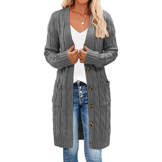 Womens Trendy Long Cable Sweater Cardigan