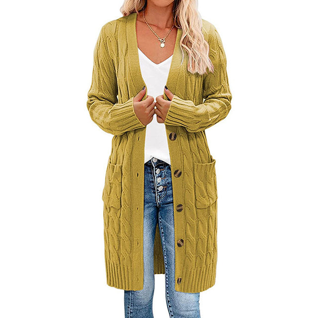 Womens Trendy Long Cable Sweater Cardigan