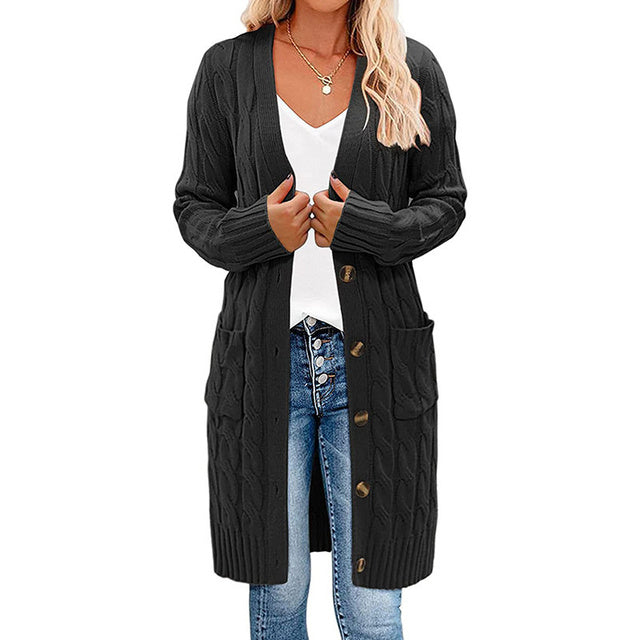 Womens Trendy Long Cable Sweater Cardigan