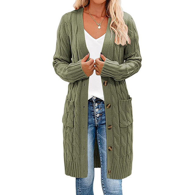 Womens Trendy Long Cable Sweater Cardigan