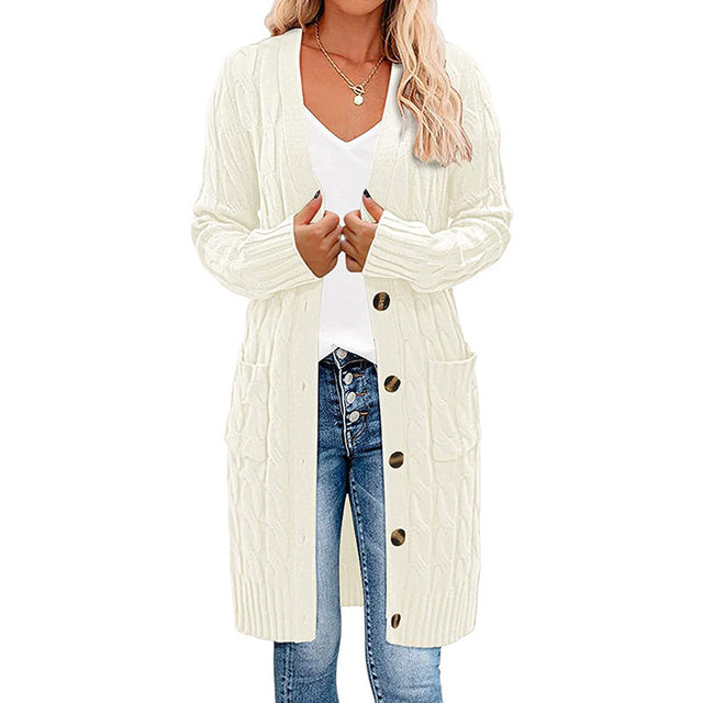 Womens Trendy Long Cable Sweater Cardigan