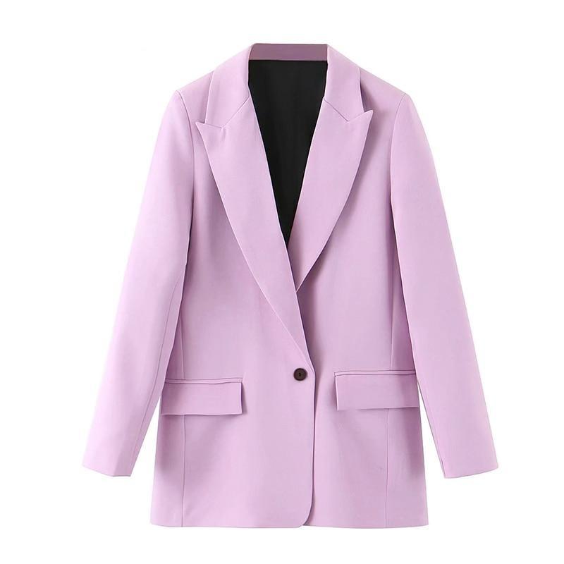 ASHORESHOP Women 2020 Fashion Office Wear Pockets Blazers Coat  and Pant