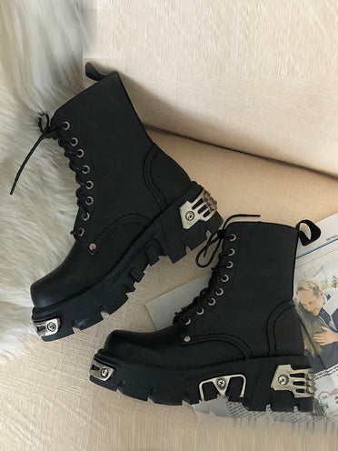 Punk Biker Platform Women Ankle Boots Womens Motorcycle Boot