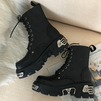 Punk Biker Platform Women Ankle Boots Womens Motorcycle Boot