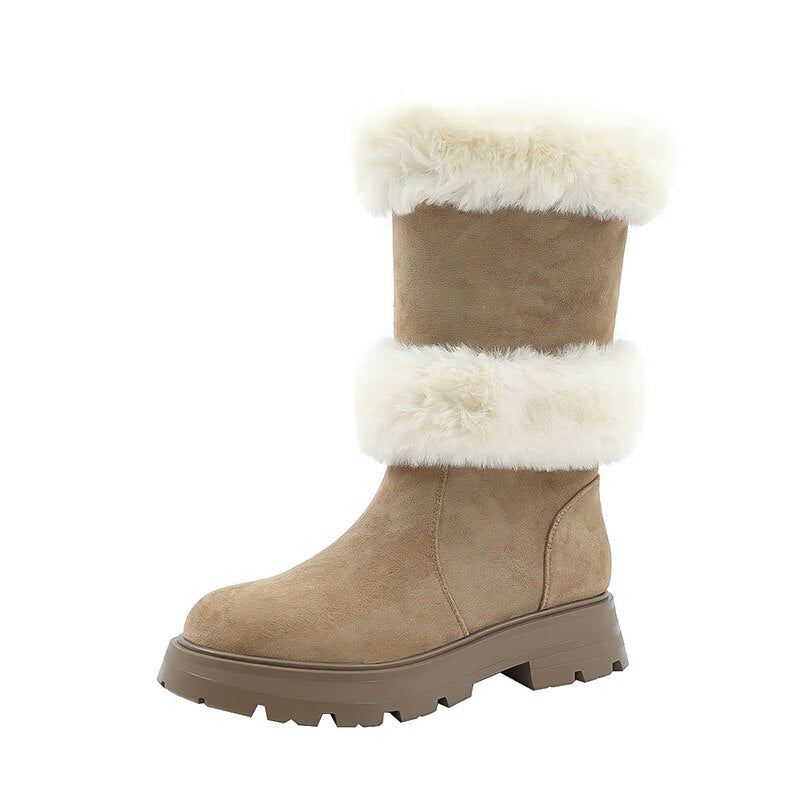 Ashore Shop: Womens Flat Warm Boots Super Comfortable Trend Thicken Long Plush Fur Snow Boots Women Winter 2023