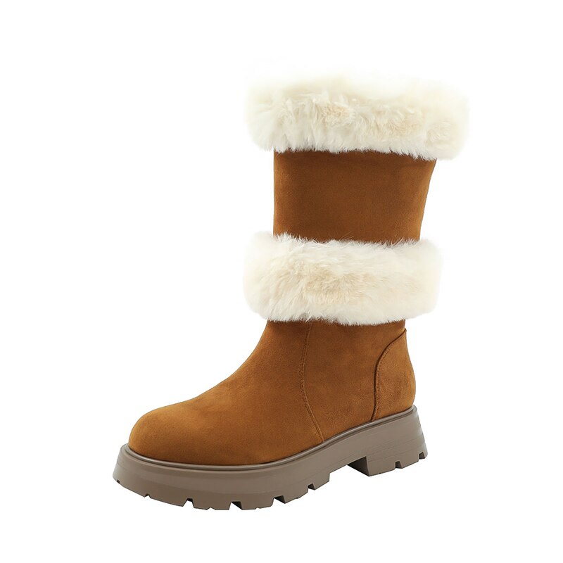 Ashore Shop: Womens Flat Warm Boots Super Comfortable Trend Thicken Long Plush Fur Snow Boots Women Winter 2023