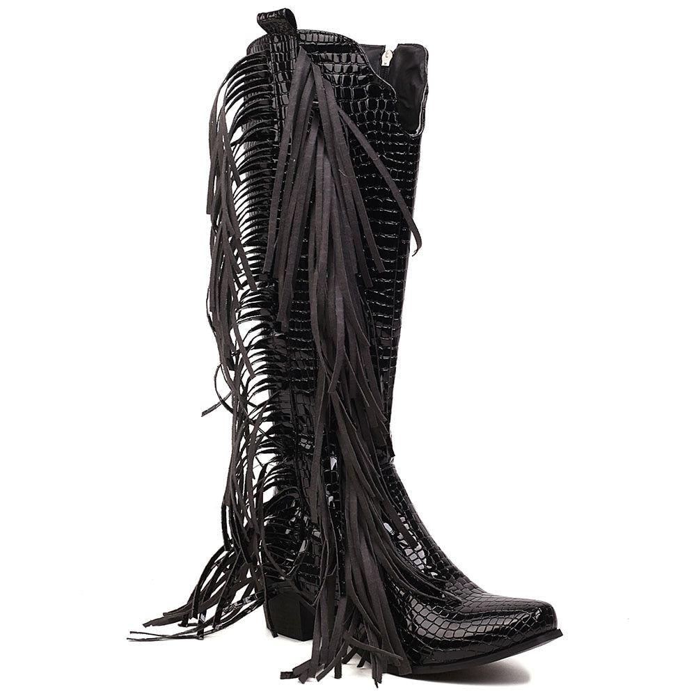 Ashore Western Shop 2023 Fringes Tassels Zipper Vintage Western Cowboy Boots