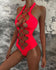 Hollow Out Lace up Swimwear Women  High Neck Solid Cut Out Backless Monokini