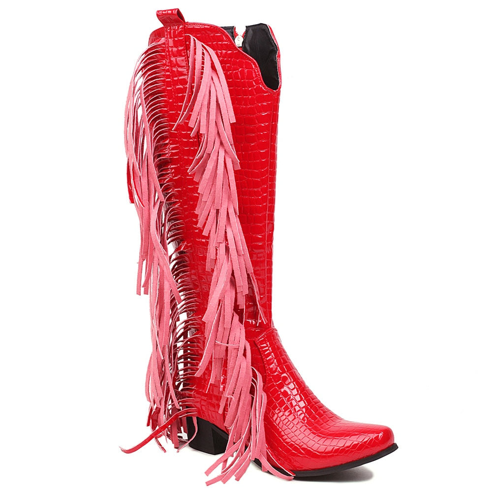 Ashore Western Shop 2023 Fringes Tassels Zipper Vintage Western Cowboy Boots