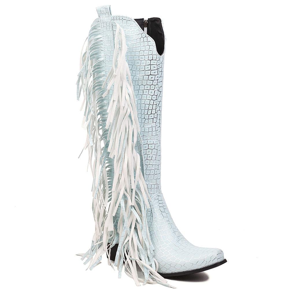 Ashore Western Shop 2023 Fringes Tassels Zipper Vintage Western Cowboy Boots