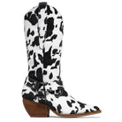 Western Cowgirl Boots Flock Med Heel Pointed Toe Zip Animal Prints Buckle Winter 2022