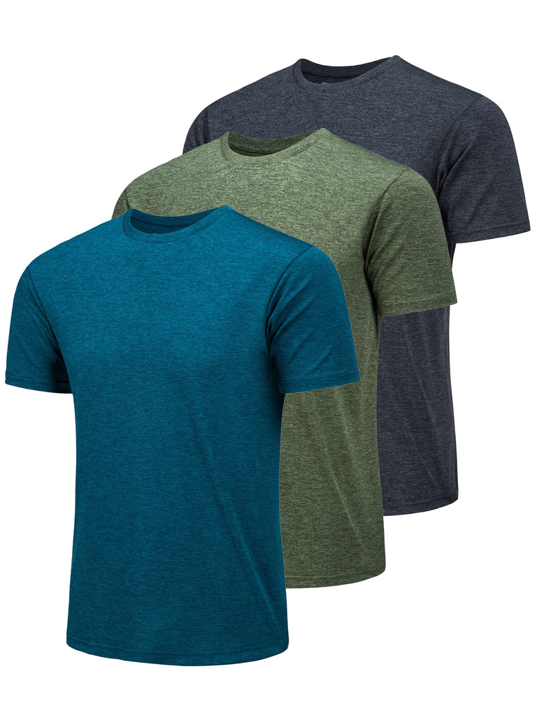 Ashore Shop Mens Summer Recreation Tee Moisture Wicking Quick Dry Casual Tees Gym Tops 3pc/Pack