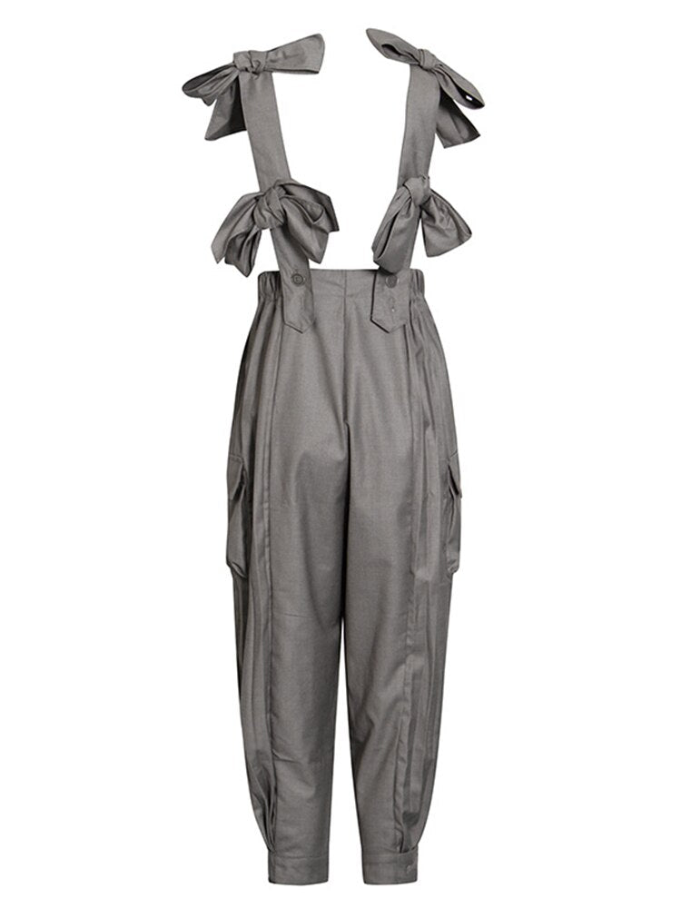 Ashore Shop Summer Ruffles Jumpsuit For Women Square Collar Sleeveless High Waist Wide Leg Pants