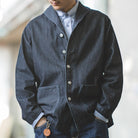 Washed Denim Jacket Utility Cotton Jackets Mens American Casual Blue Navy Jacket