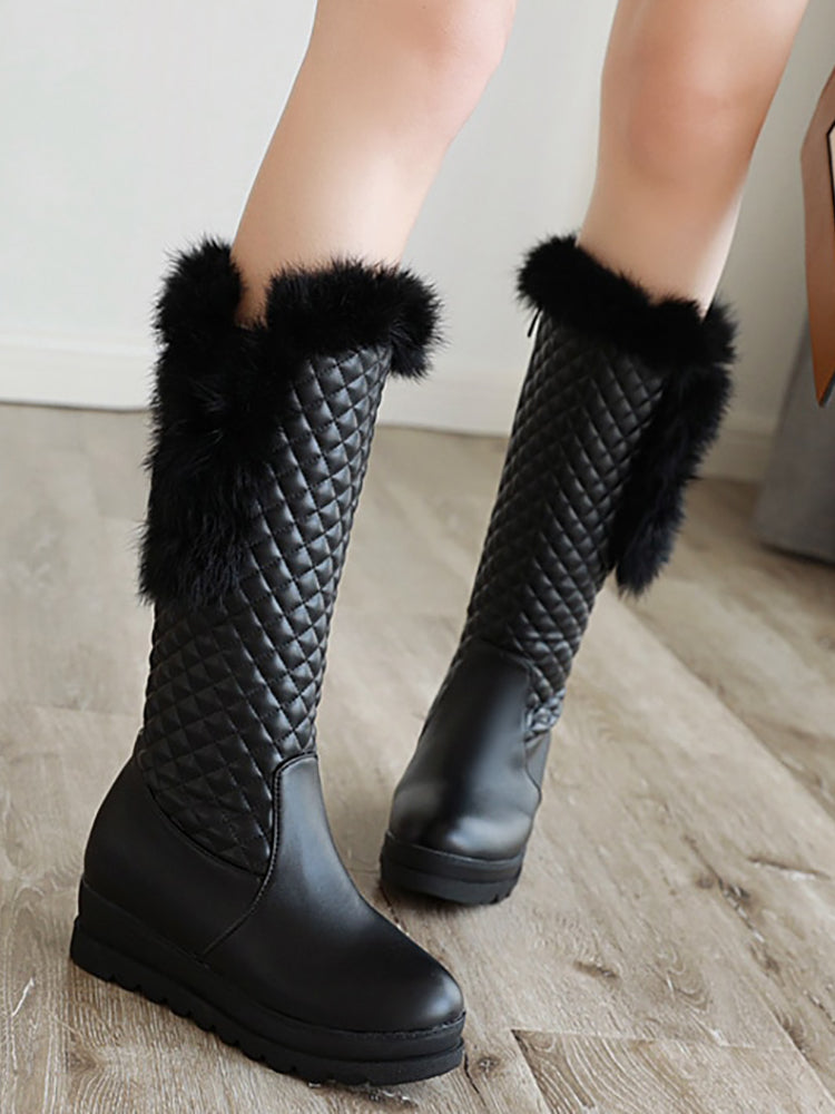 Warm Winter Boots Women Winter Wedges Low Heels Knee High Boots Snow Boots