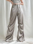 ASHORESHOP Womens Satin Summer Baggy Pant Satin Wide Leg Women's Pants