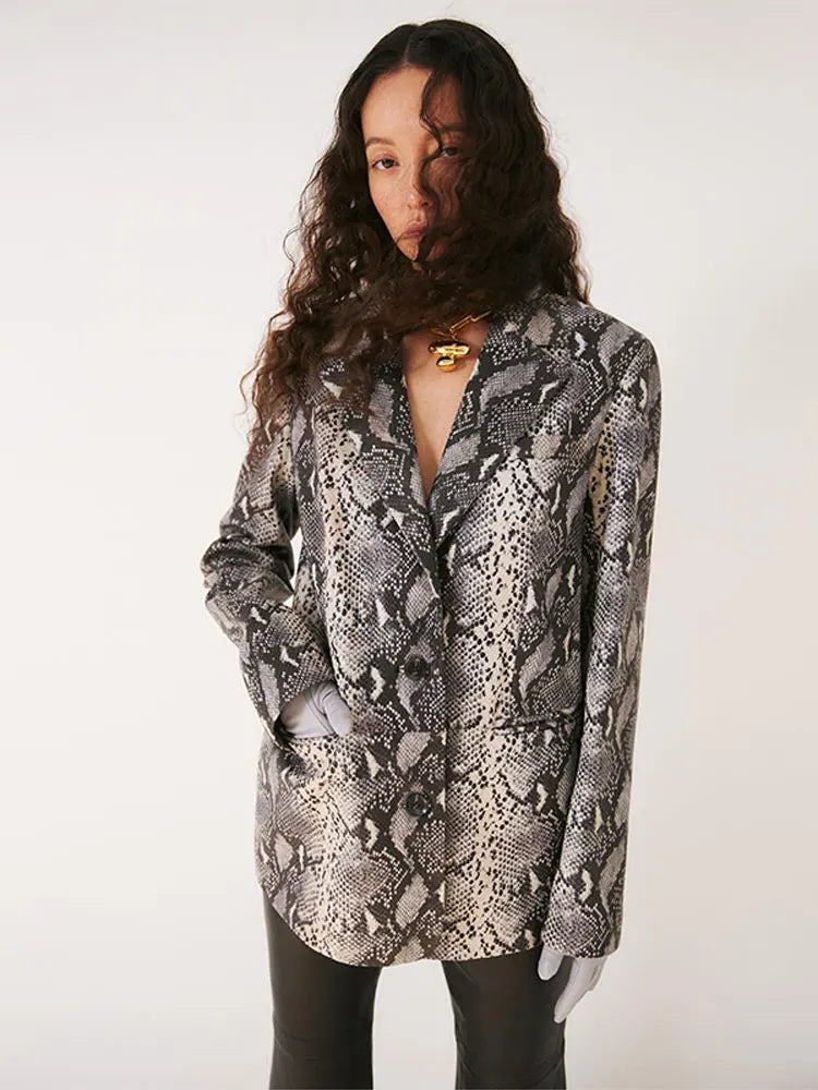 Ashore Shop Women Blazer Print Jacket Fashion Casual Long Sleeve Cardigan Coat 2024