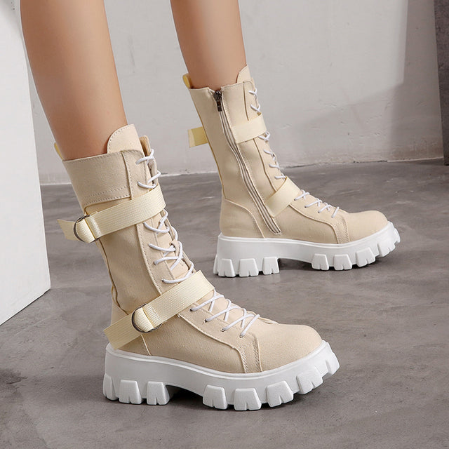 Women Biker Boots 2023 Hip British Short Boots Ladies Ankle Boots Fashion Boots