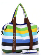 Women Canvas Hangbag Female Shoulder Bags Ladies Beach Stripe Bag