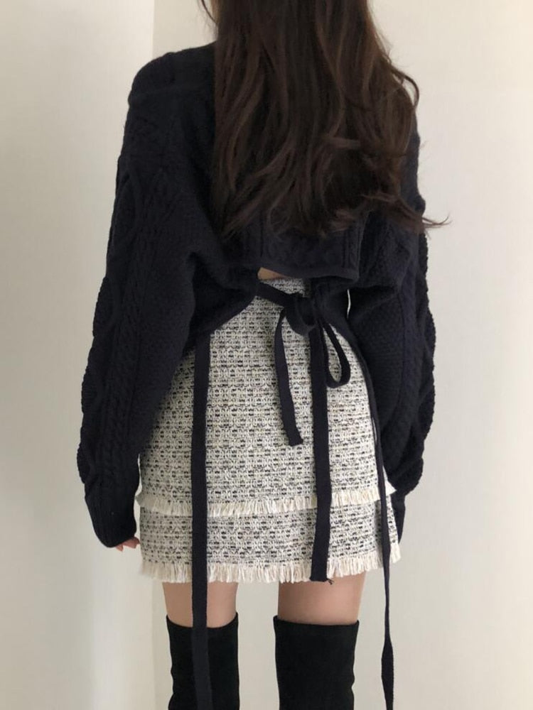 ashore-shop-short and loose sweater tops-Sweet-Lace-Up-Knit-Sweater-Women1