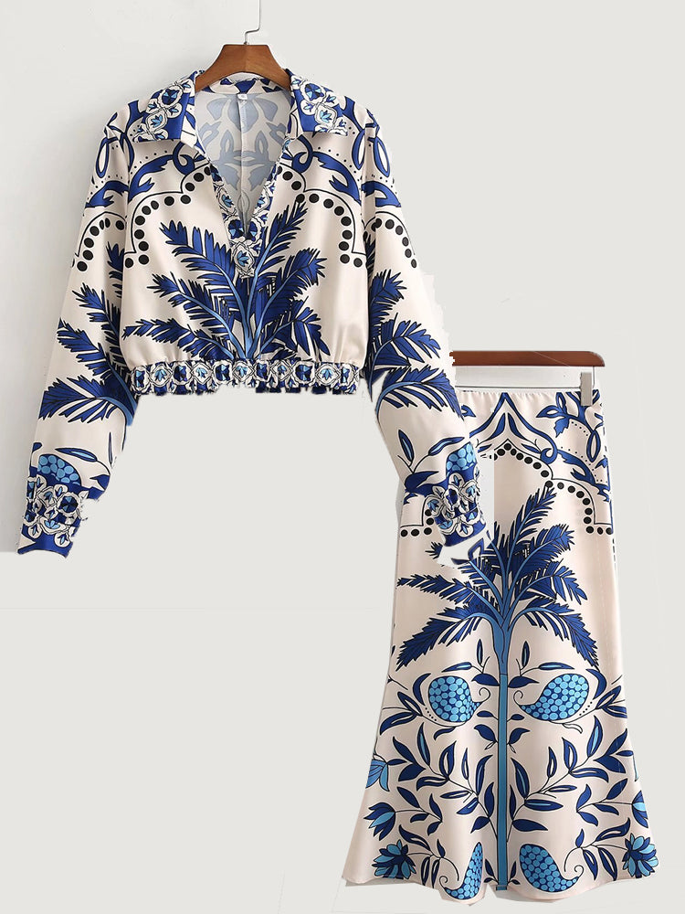 ASHORE SHOP Womens Matching Outfits Ashore Shop Women Vintage Tropical Floral Print Short Shirt+Pants