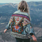 ASHORESHOP Ethnic Appliques boho Denim Jacket for Wome