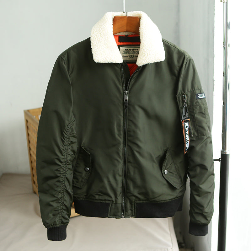 Autumn and winter Mens detachable fur collar jacket cotton coat