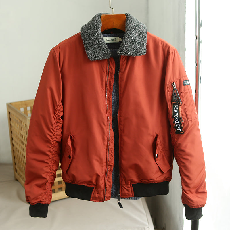 Autumn and winter Mens detachable fur collar jacket cotton coat