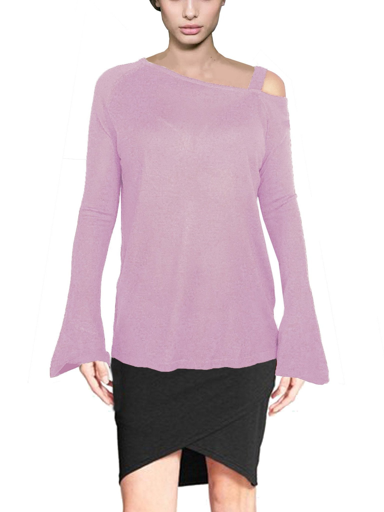 ASHORE WOMENS ASYMMETRIC OFF THE SHOULDER LUXURY FINE SWEATER