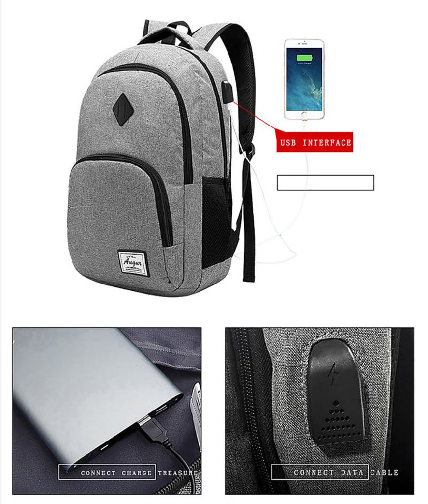 ASHORESHOP Men women Backpacks USB Charging Male Casual Back bag