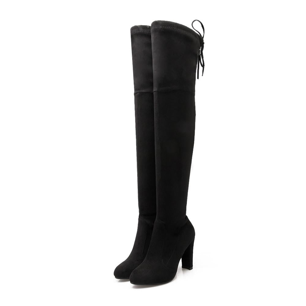Sexy Fashion Over the Knee Boots High Heels Woman Shoes Black Gray