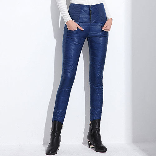 Winter Women Down Pants Plus Size Velvet Trousers Thickening Slim Thermal Female Warm Trousers Legging High Waist Pants