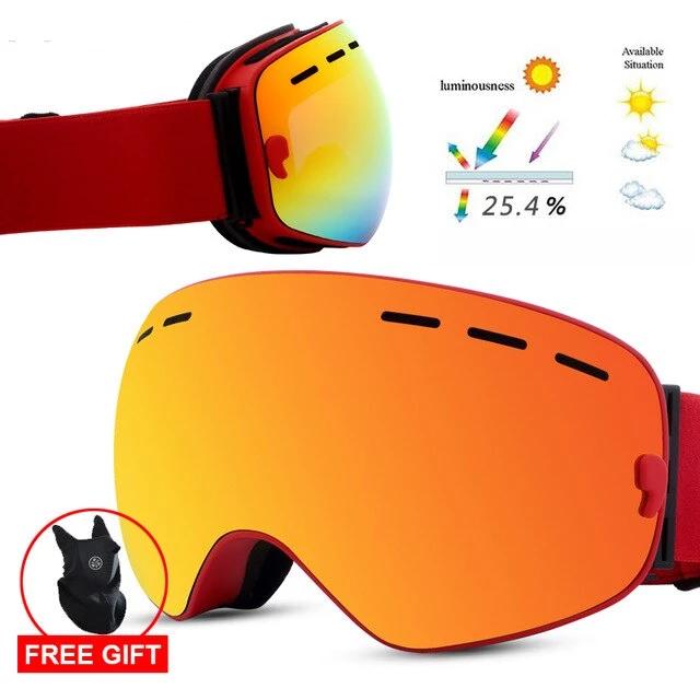 ASHORESHOP Snowboard Ski Goggles Double Layers Goggles Glasses for Skiing UV400 Protection Snow Ski Glasses Anti-fog Ski Mask