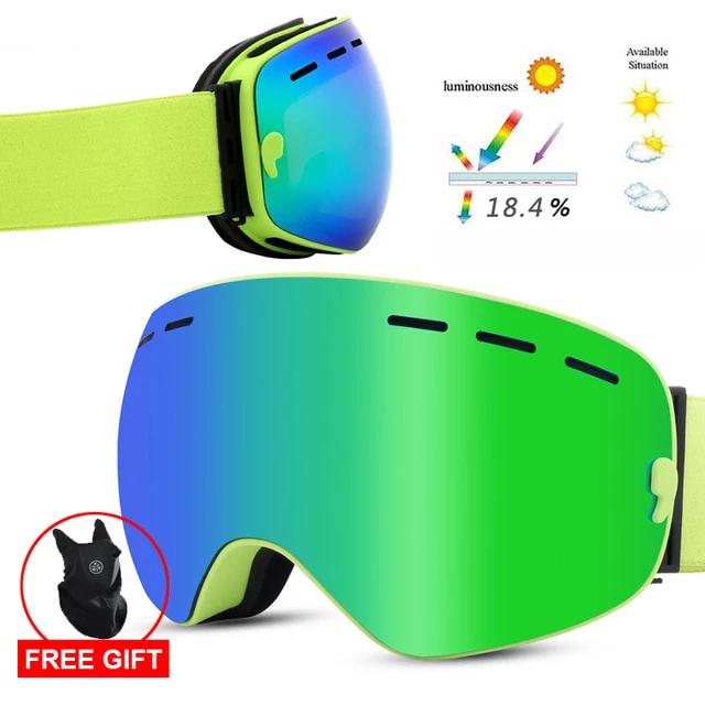 ASHORESHOP Snowboard Ski Goggles Double Layers Goggles Glasses for Skiing UV400 Protection Snow Ski Glasses Anti-fog Ski Mask