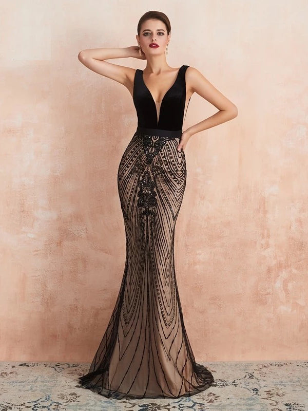 Mermaid Women Evening Dress Elegant Black Long Luxury Evening Gown Formal Party Prom Dresses 2019 Vestidos De Gala