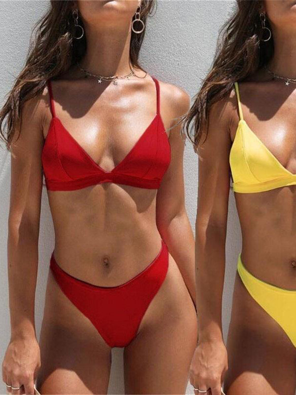 ASHORESHOP 2020  Women Sexy Swimwear Female Swimsuits Solid Bikini set Black Brazilian Biquini Bathing Suit Beachwear